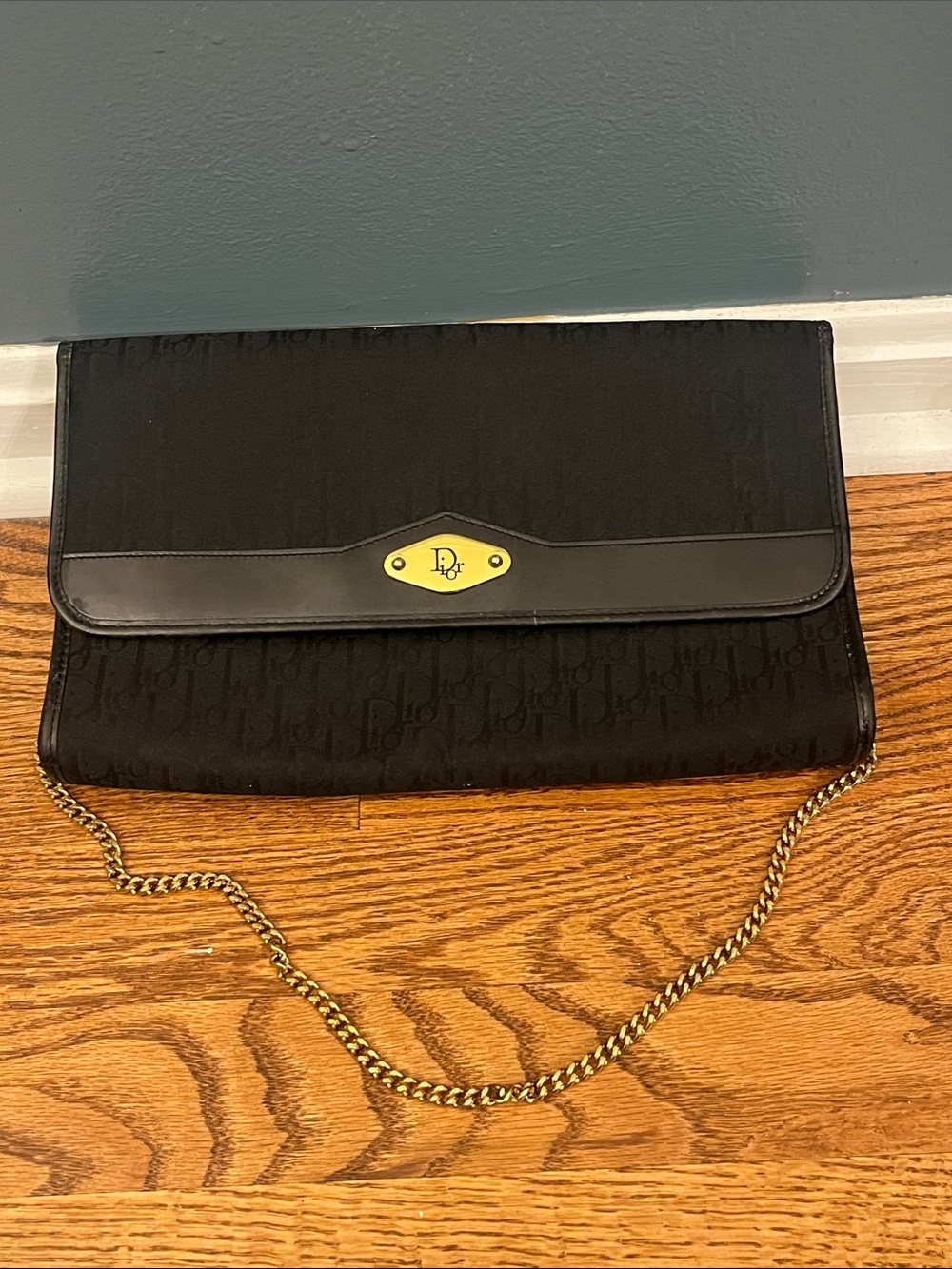 Christian Dior Trotter Canvas Chain Shoulder Bag Black - Picture 1 of 13